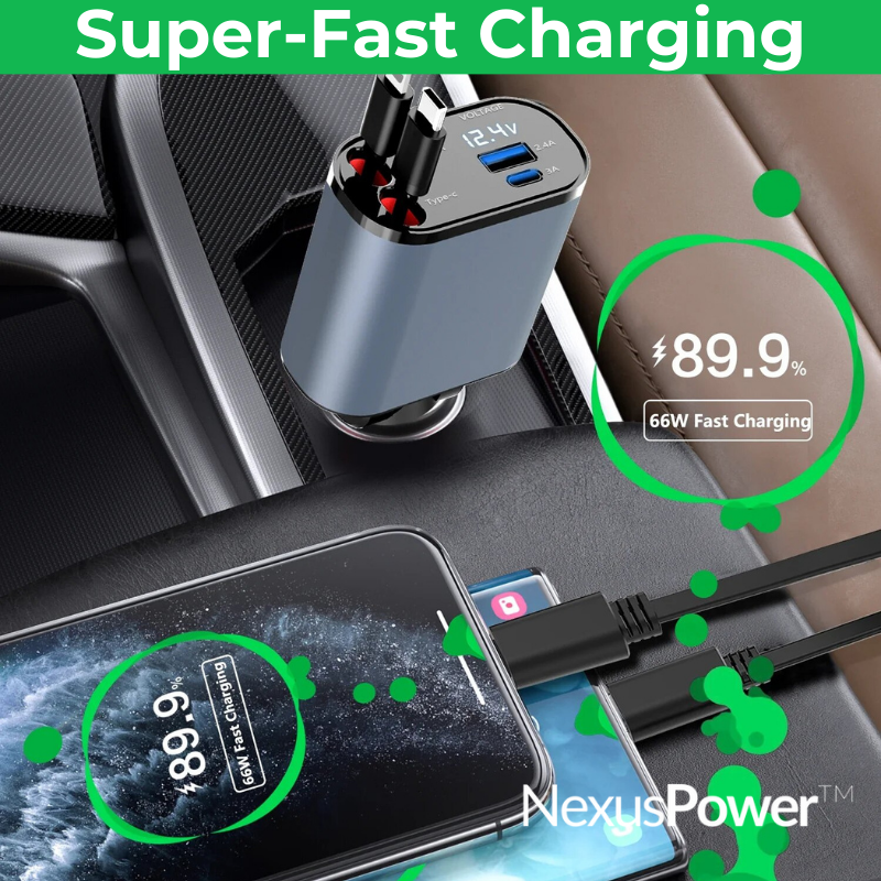 NexusPower™ - Cargador retráctil superrápido 4 en 1 